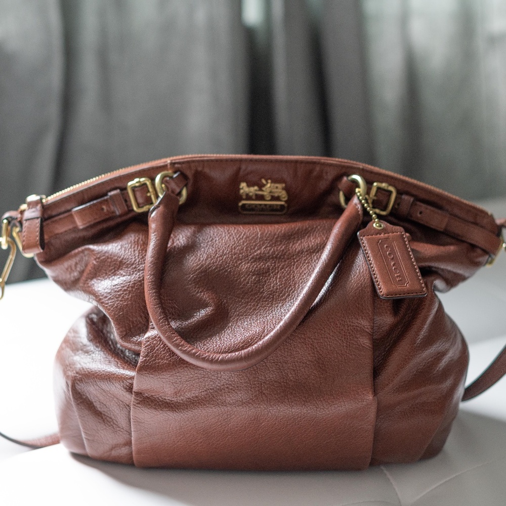 Coach Madison Leather Satchel Bag Brown